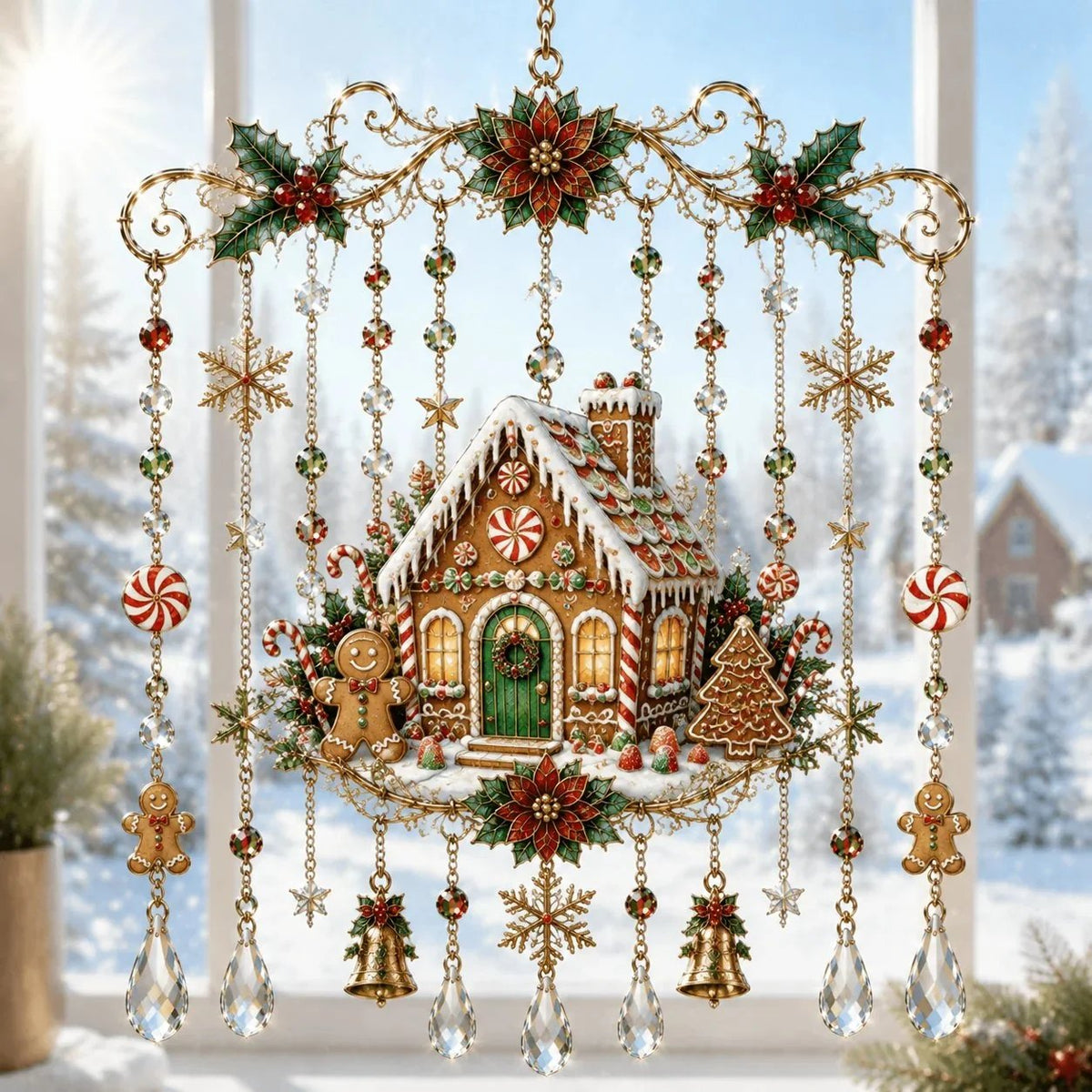 ChristmasGlow – Handmade Stained Glass Window Hanging