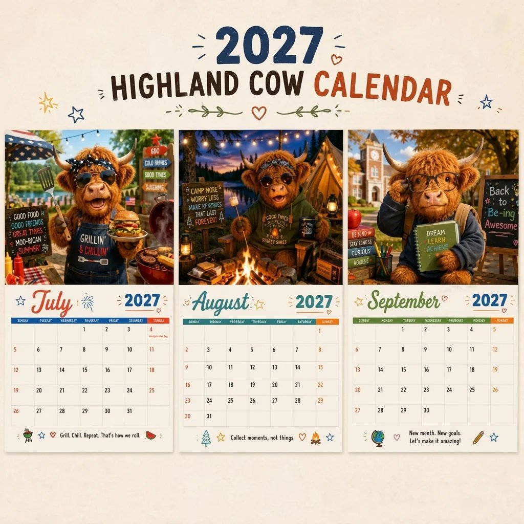 MooDelight – 2027 Highland Cow Wall Calendar
