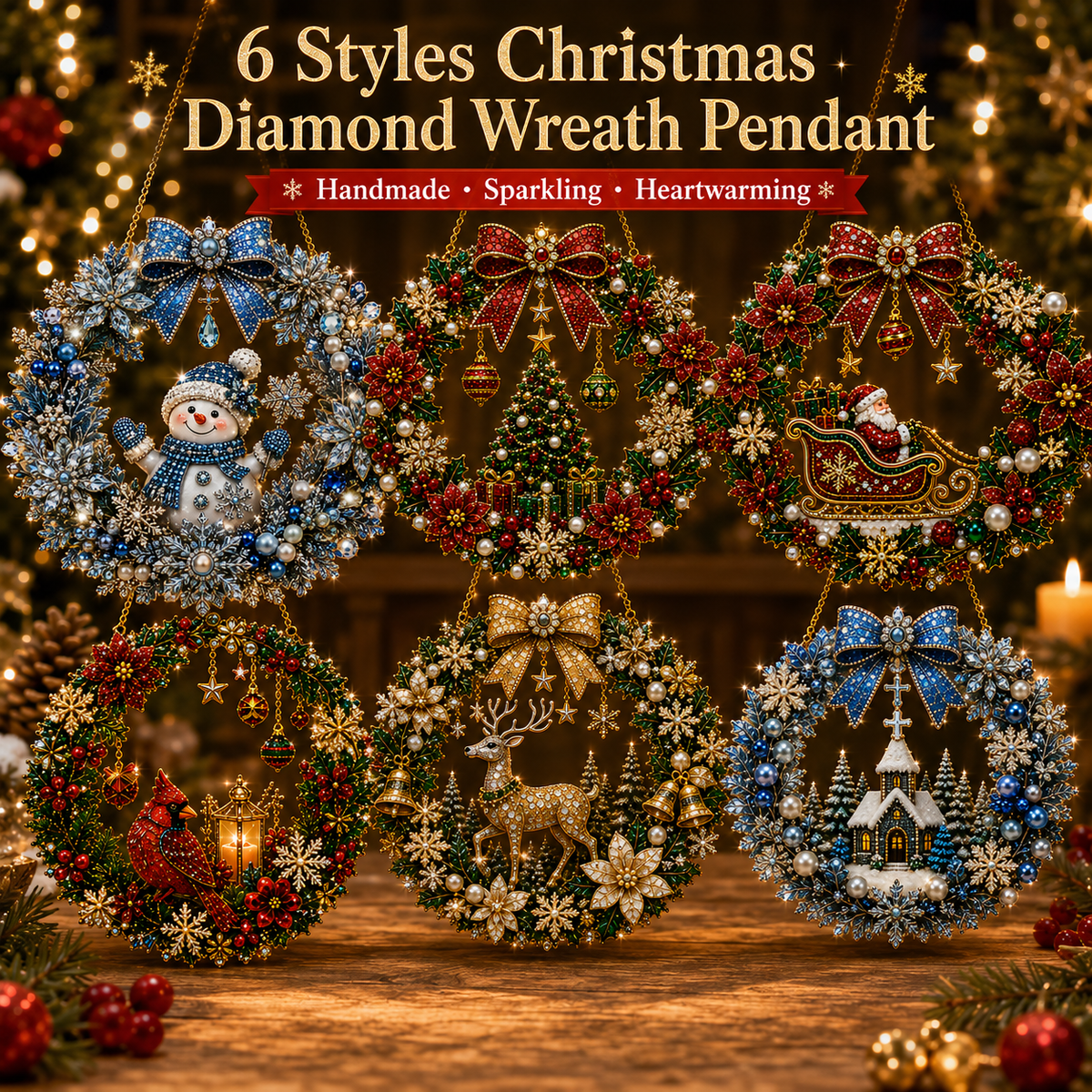 WinterGems – Christmas Diamond Art Wreath Pendant
