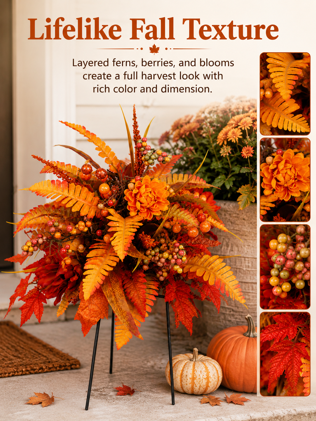 AutumnCharm – Decorative Fall Floral Garden Stake