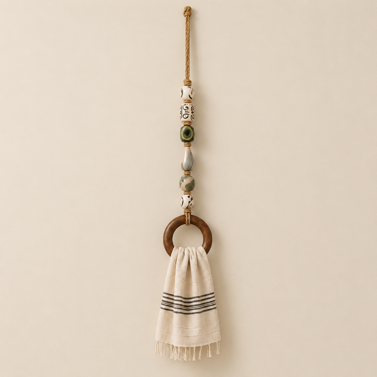 OakLienne – Decorative Beaded Wooden Towel Ring