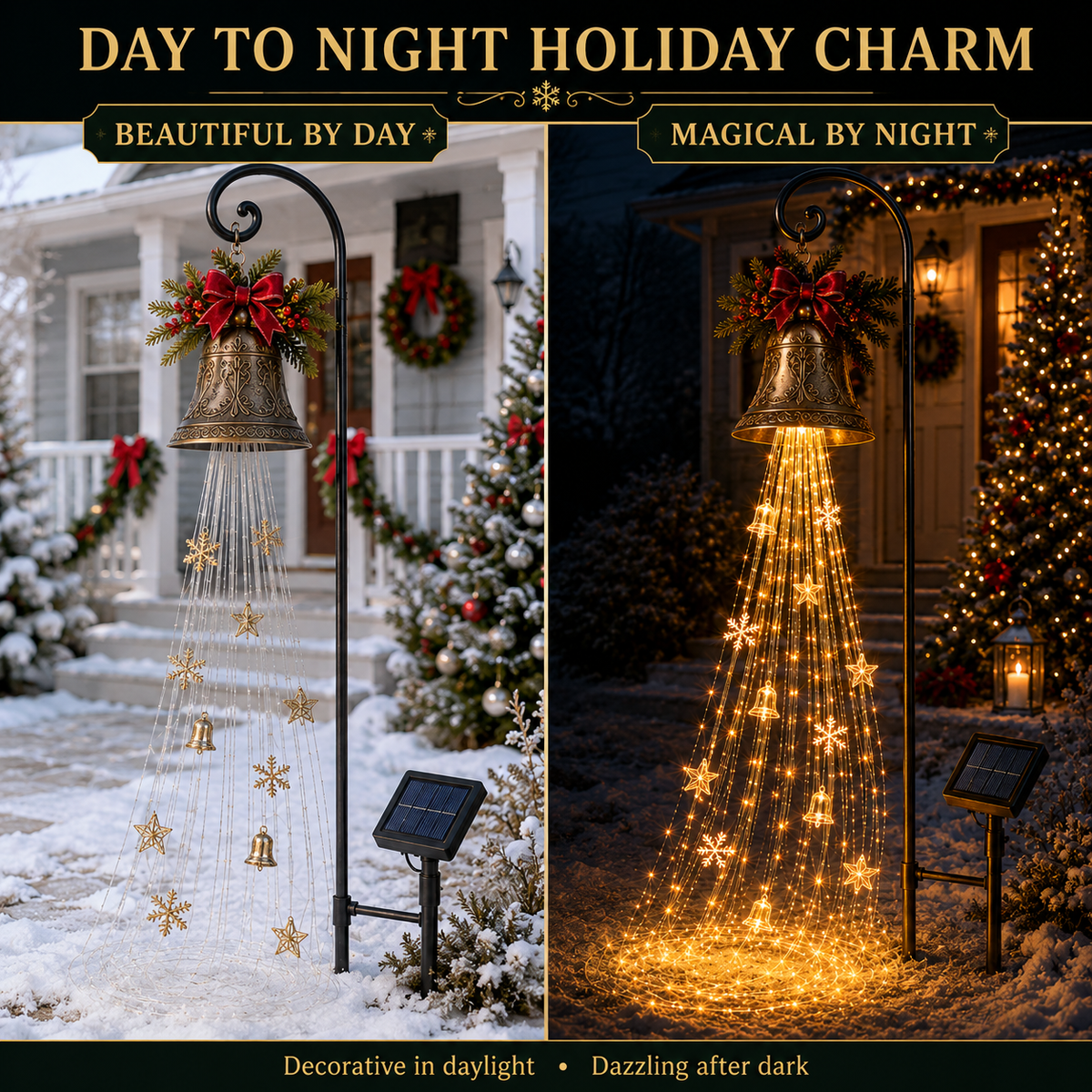 BelloraGlow – Christmas Bell Cascade Solar Yard Light