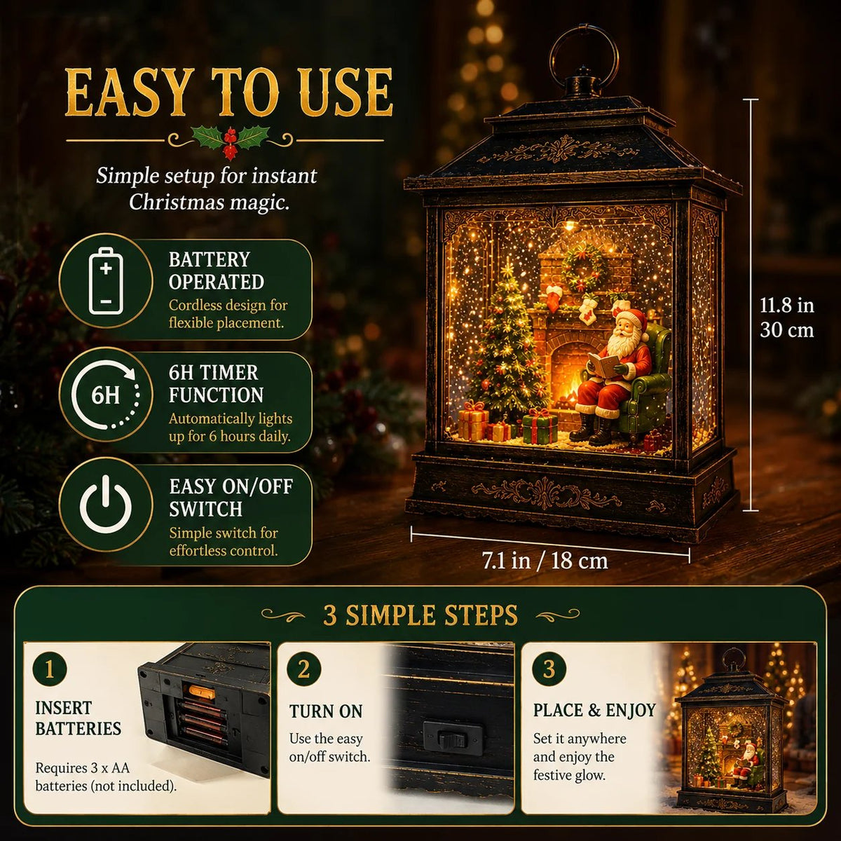 FrostGlow – Santa Magical Fireplace Lantern