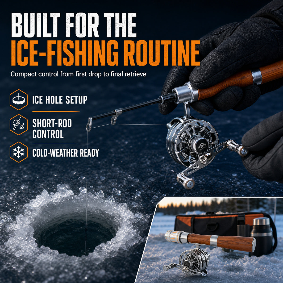 FrostVanta – Compact Metal-Plated Ice Fishing Reel