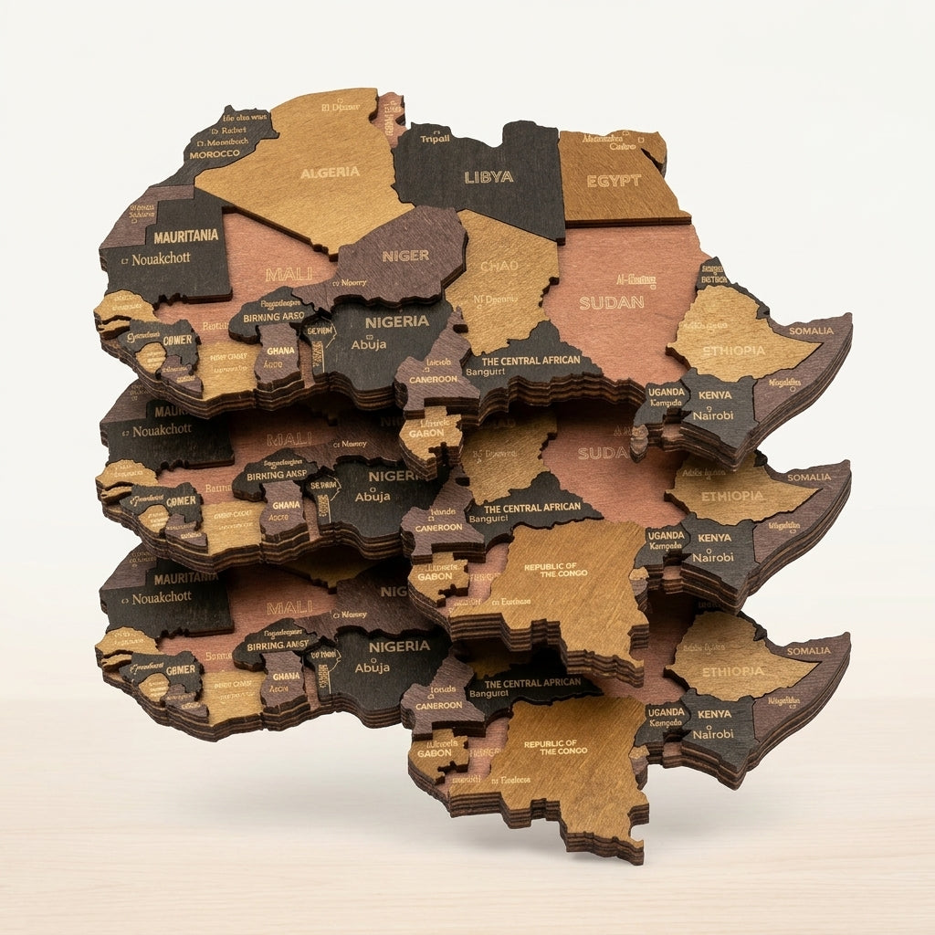 WanderMap – 3D Wooden World Travel Map