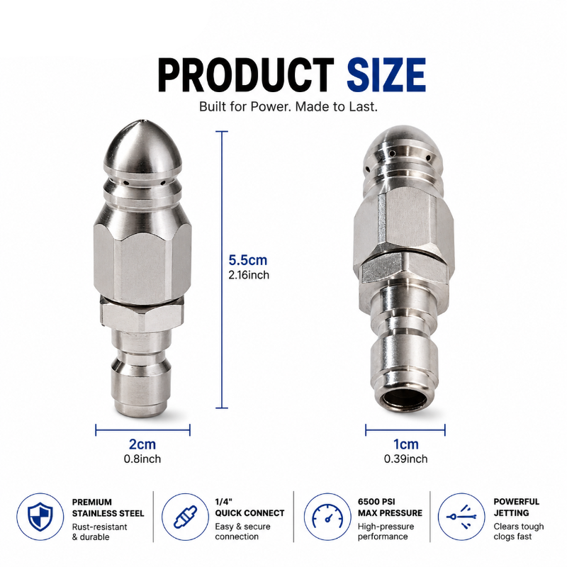 JetCrest – 7-Jet Stainless Steel Sewer Cleaner Nozzle