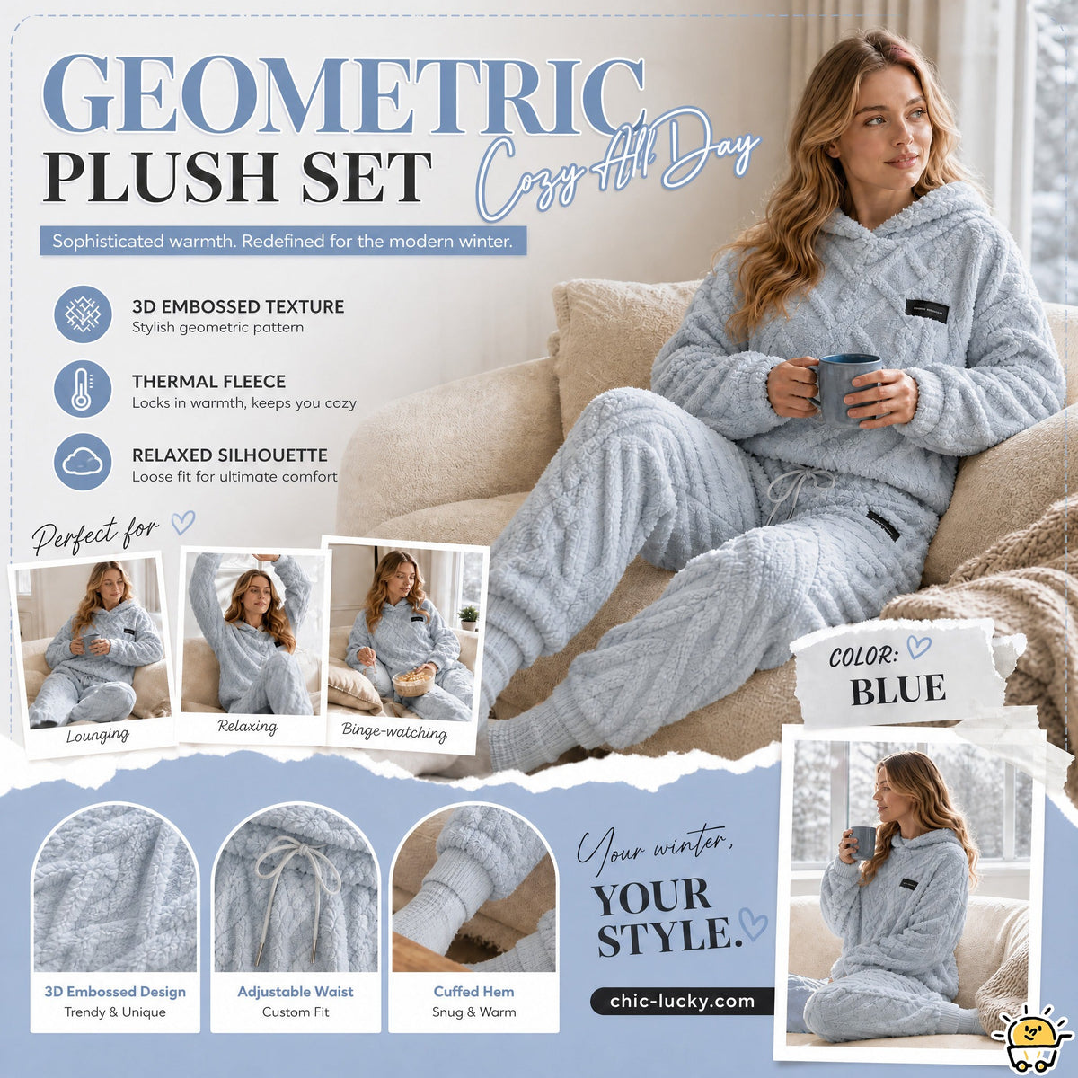 WinterLoom – 3D Geometric Plush Comfort Set