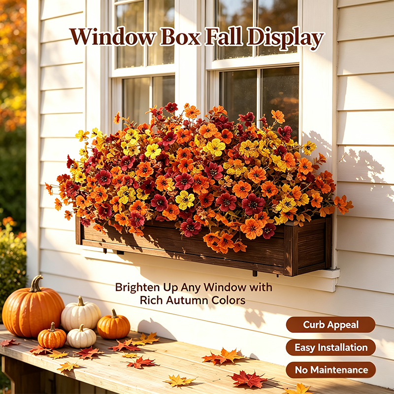 HarvestLoom – 12-Piece UV-Resistant Autumn Flower Bouquet