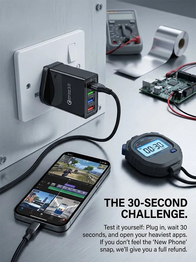 VoltarisCore – 4-Port Quick Charge Travel Adapter