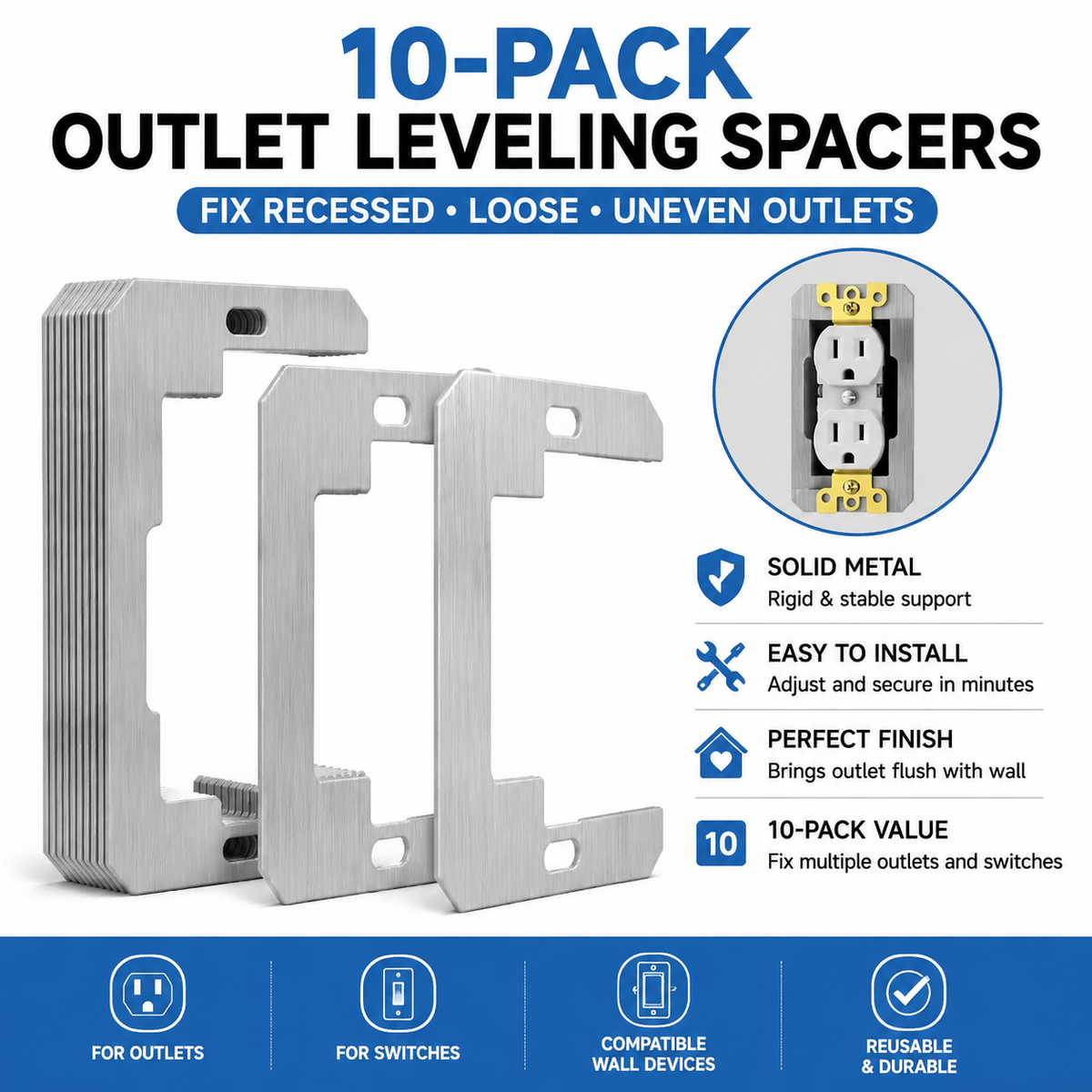 FixOra – Outlet Repair & Leveling Spacer Set