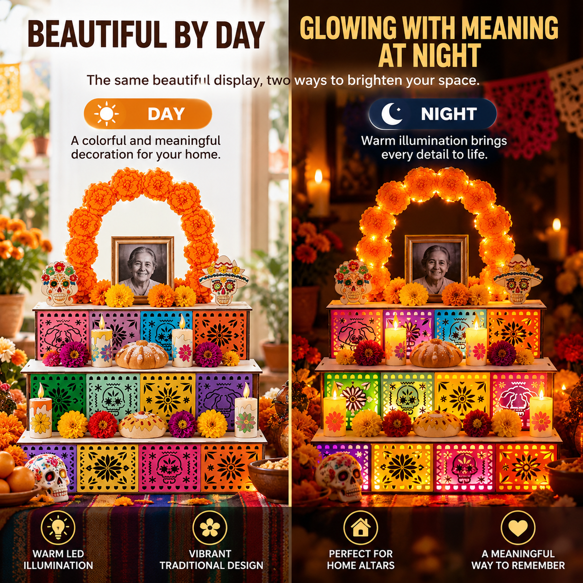 MemoraViva – 3-Tier Day of the Dead Remembrance Altar