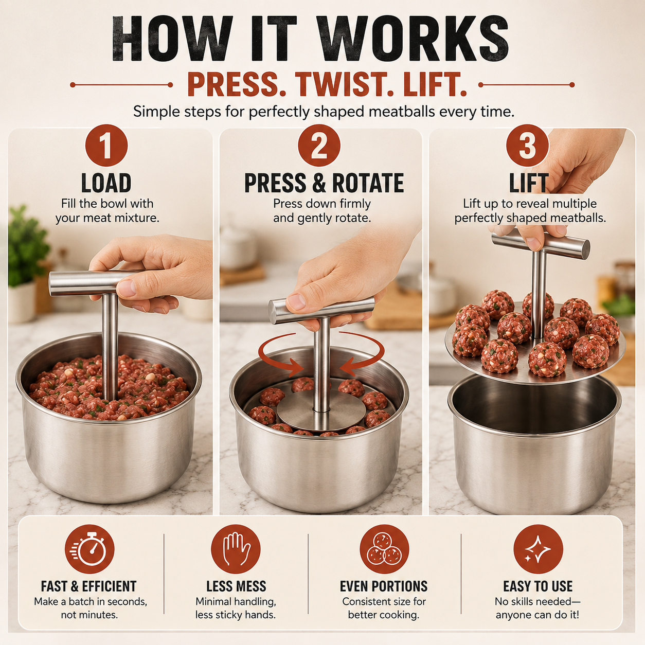 BatchBall – Multi-Portion Manual Meatball Maker