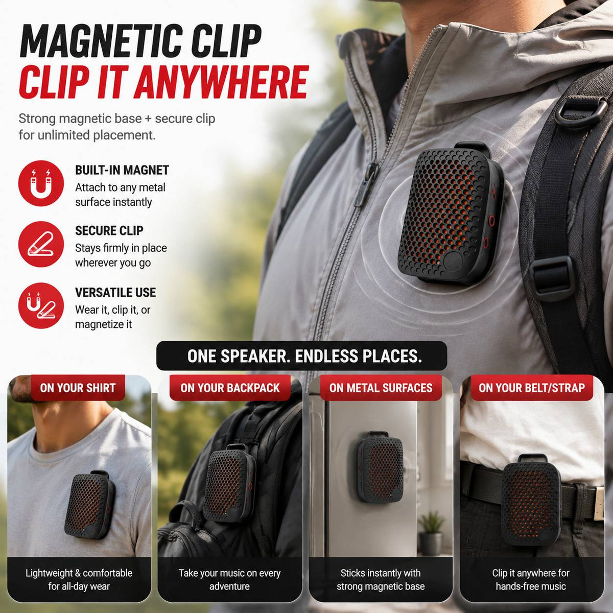 SoundClip – Outdoor Clip-On Bluetooth Speaker