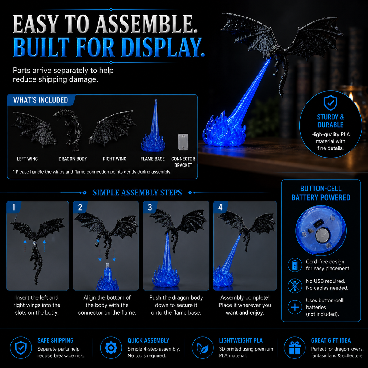 DragonGlow – 3D Fire-Breathing Dragon LED Display