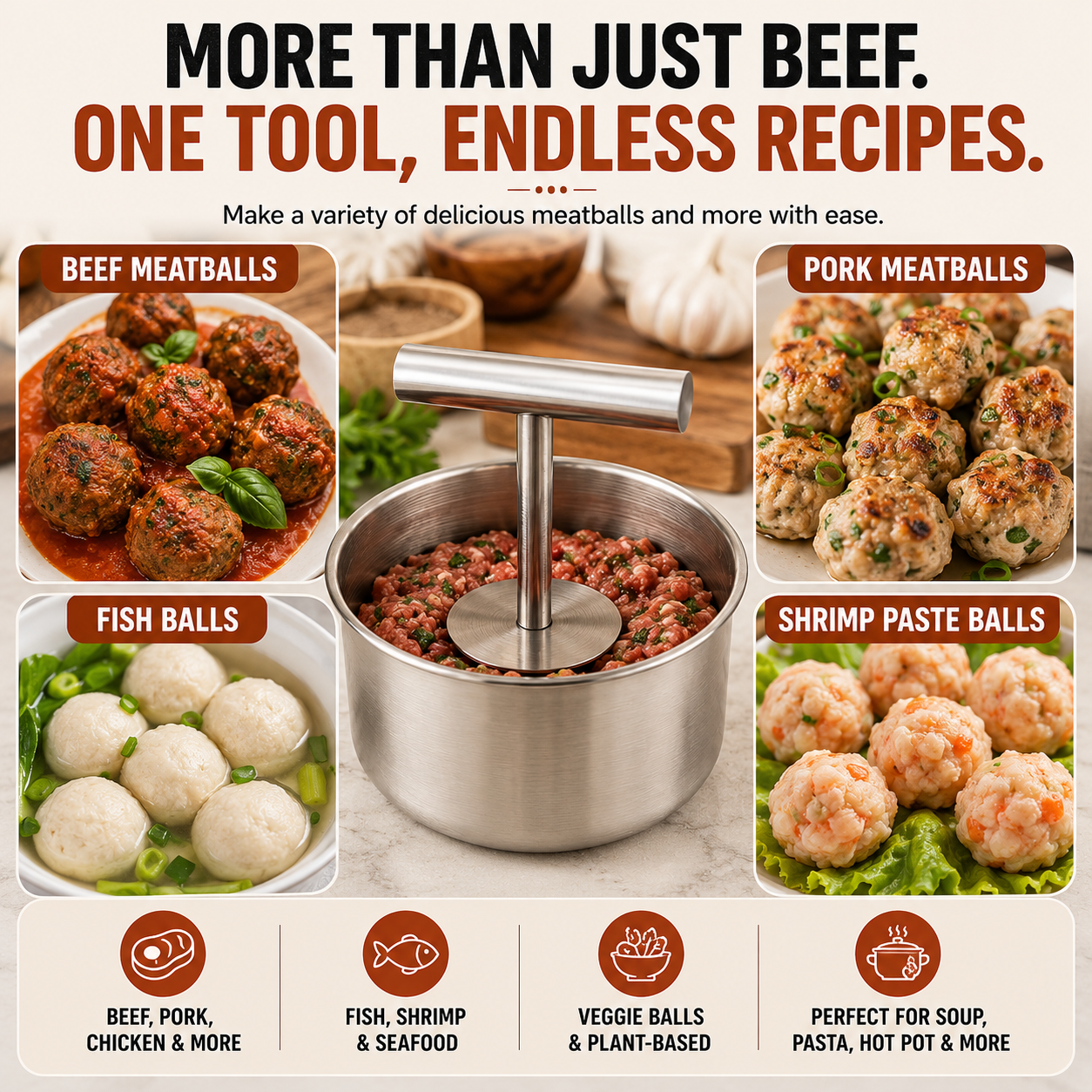BatchBall – Multi-Portion Manual Meatball Maker