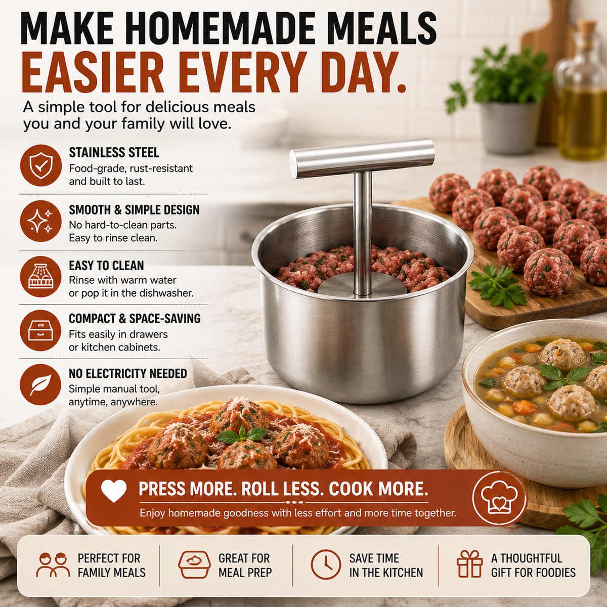 BatchBall – Multi-Portion Manual Meatball Maker