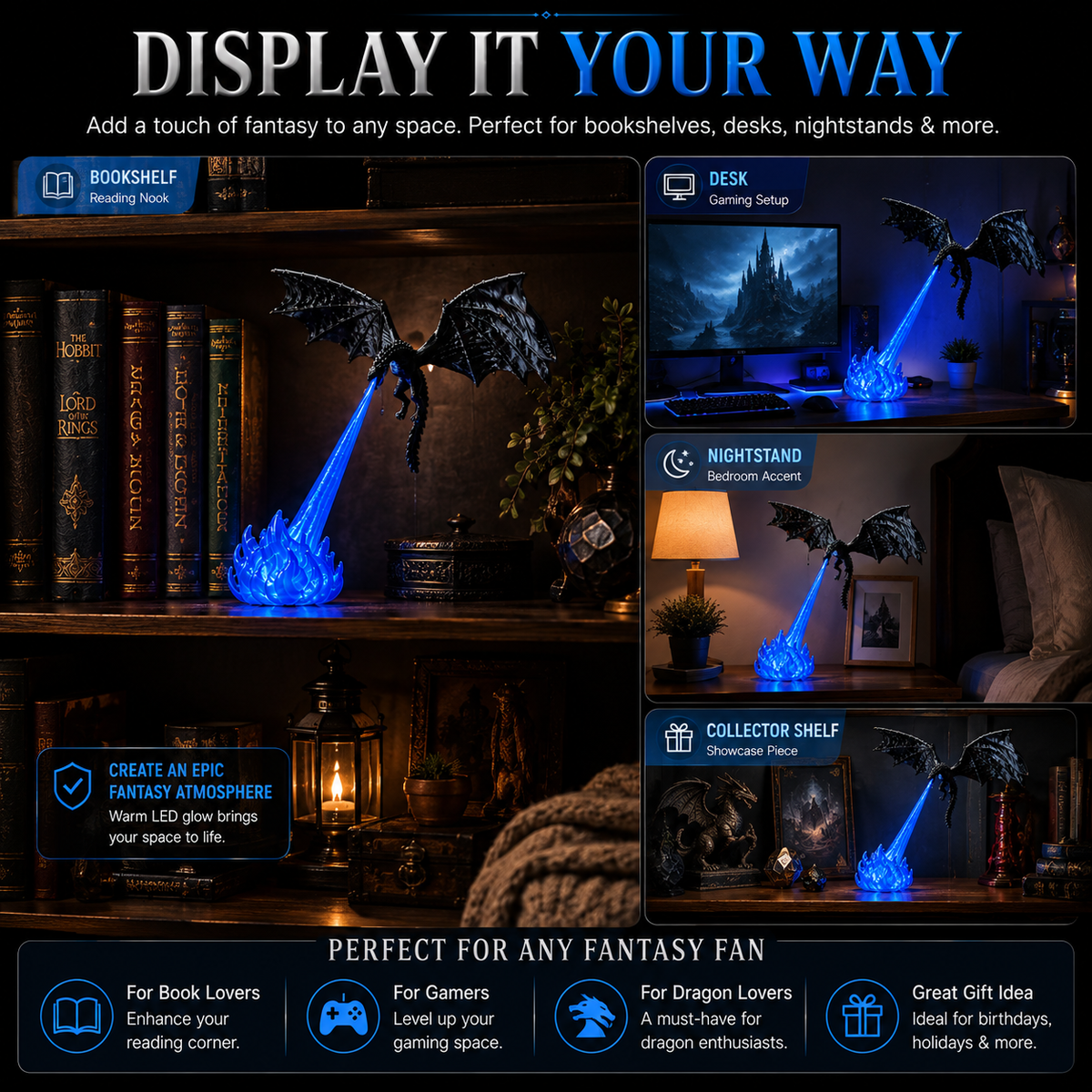 DragonGlow – 3D Fire-Breathing Dragon LED Display