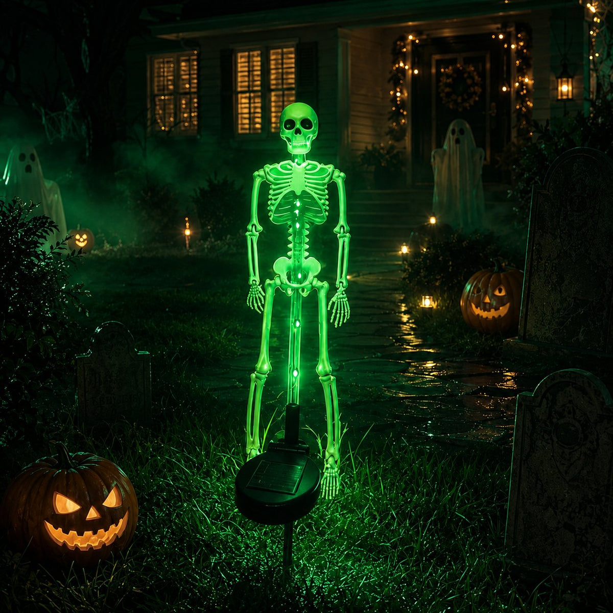 HauntedGlow – Purple Skeleton Solar Yard Stake