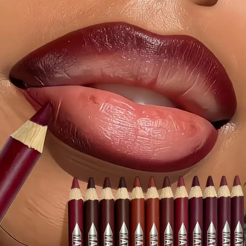 LuxeLine – 12-Piece Matte Lip Liner Set
