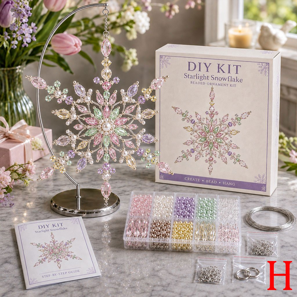 FrostLuxe – Beaded Snowflake Ornament DIY Kit