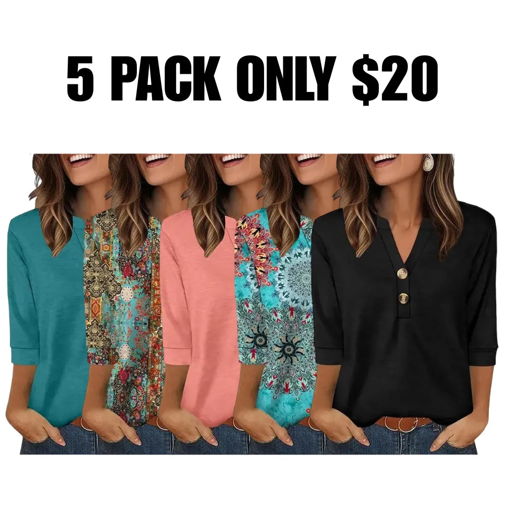 SiennaStyle – Flowy Henley Blouse
