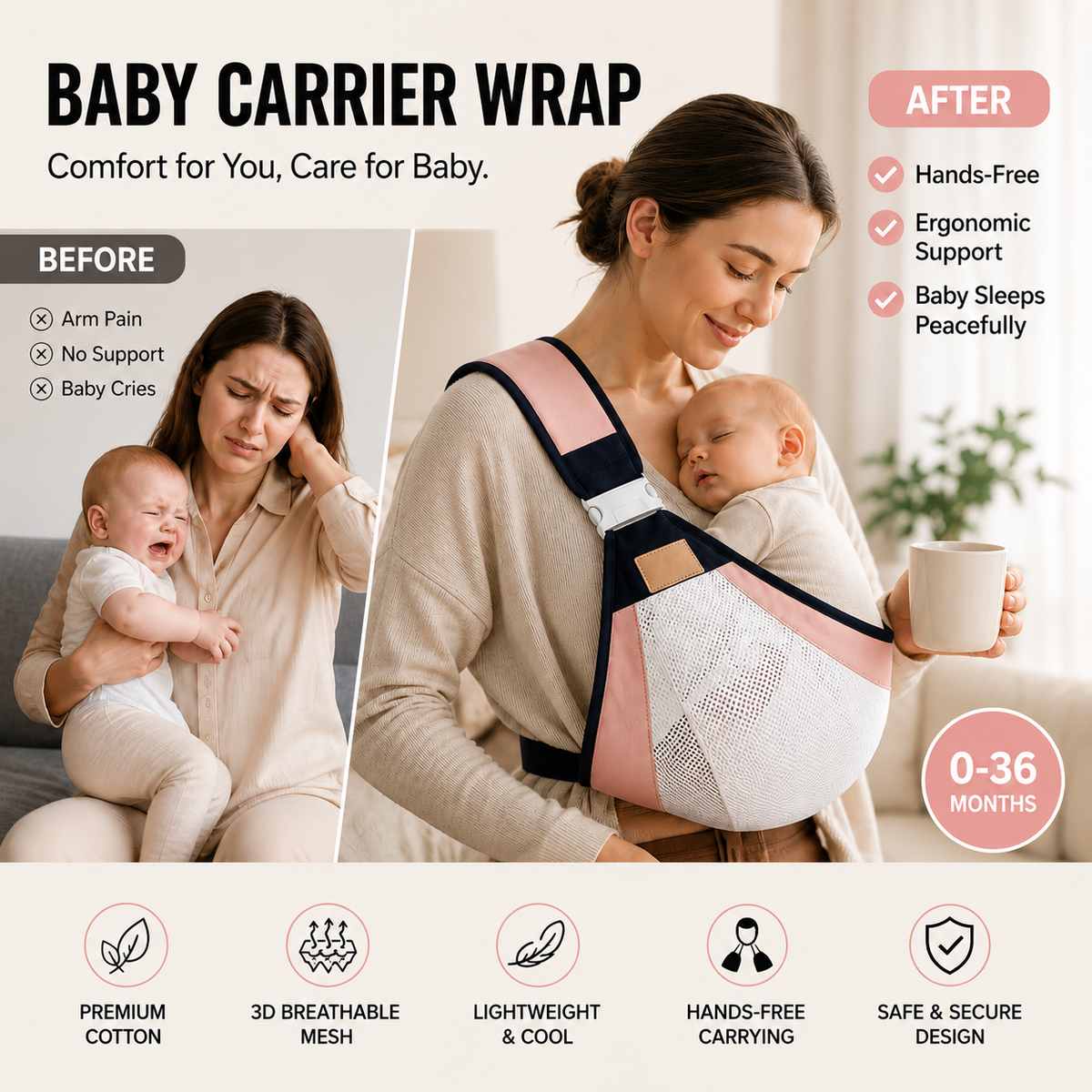 LumiNest – 4-In-1 Breathable Baby Carrier