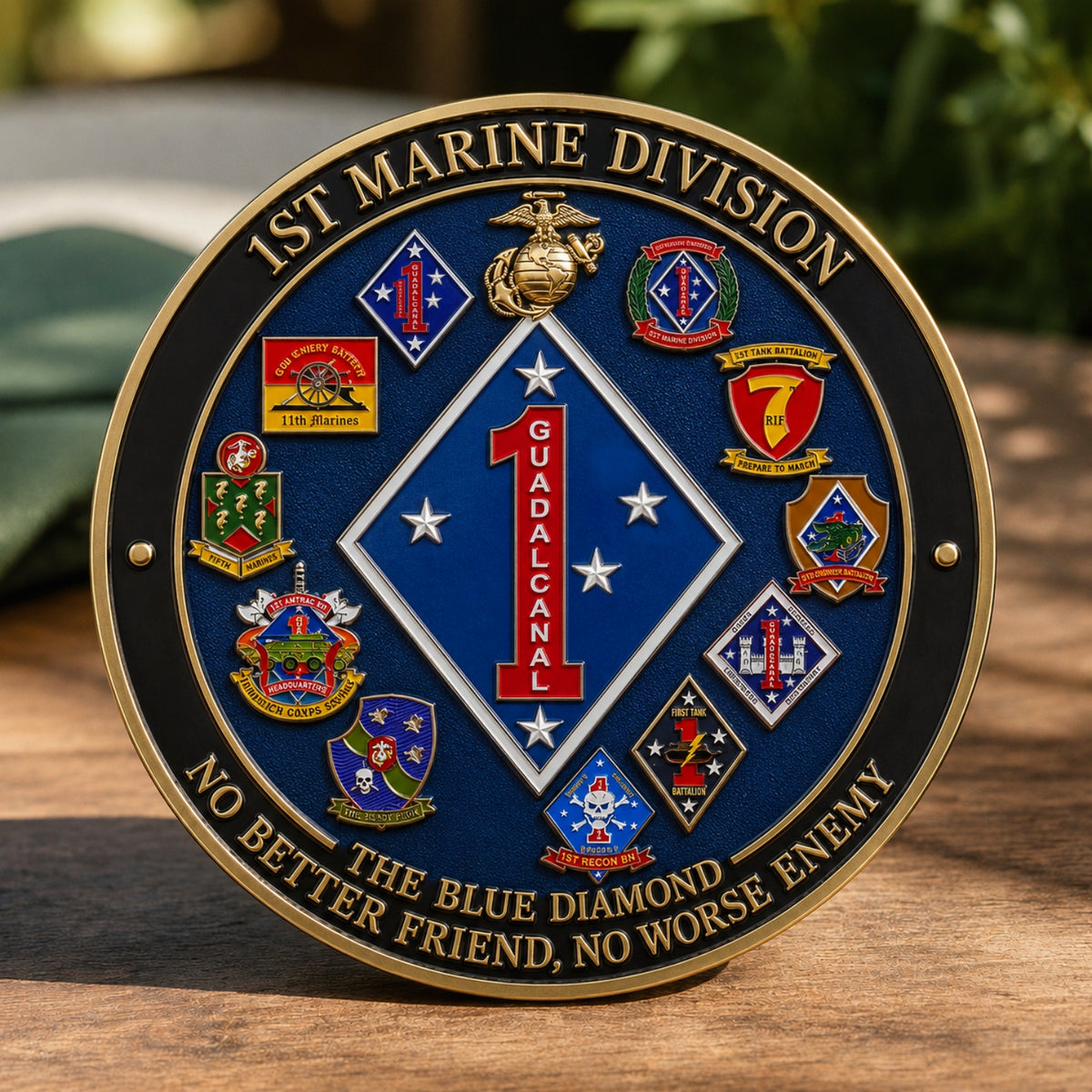 🔷U.S. Marine Corps 1st Marine Division “The Blue Diamond” Commemorative Coin（Gift box included）