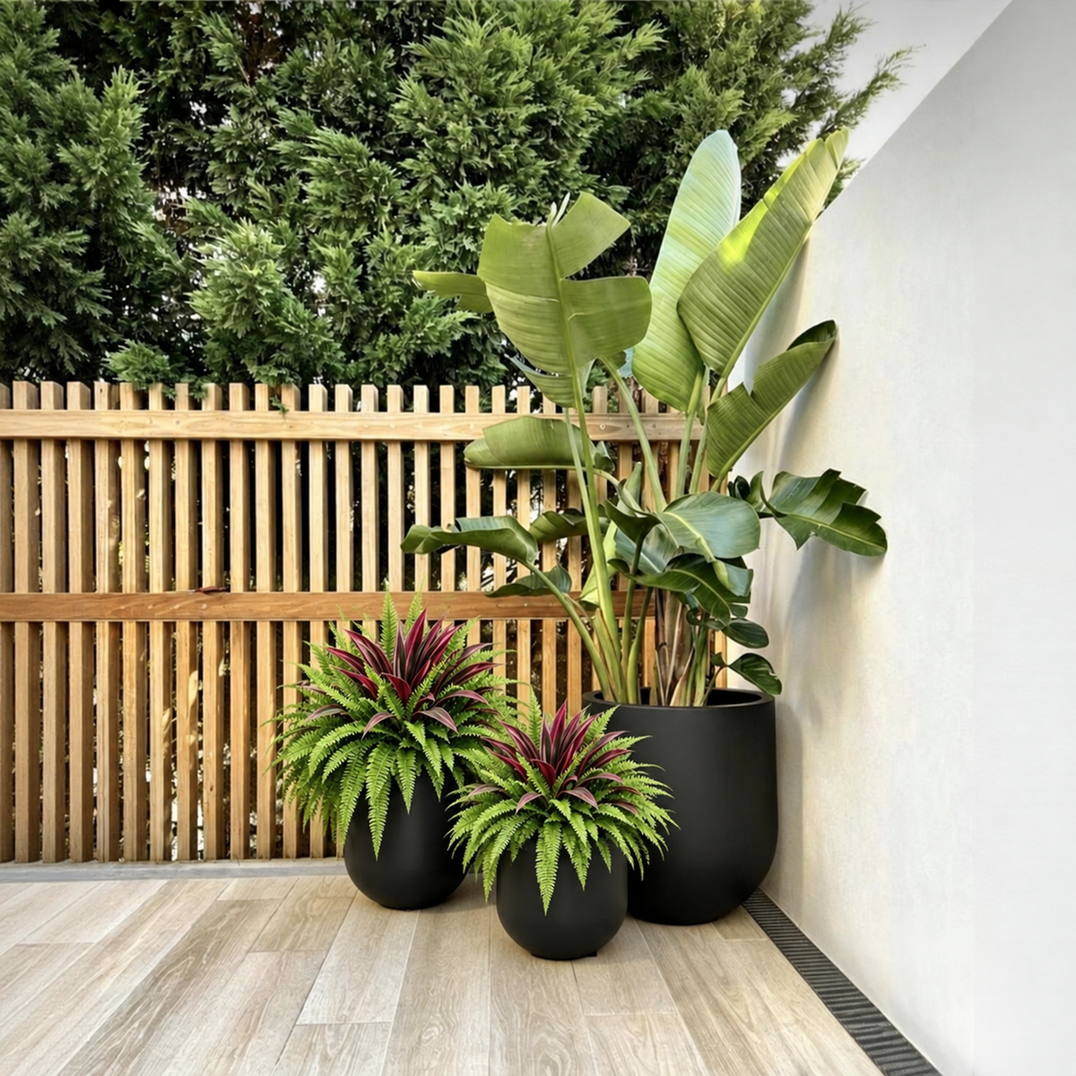 BloomNest – Lifelike Fern & Vibrant Dracaena Decor