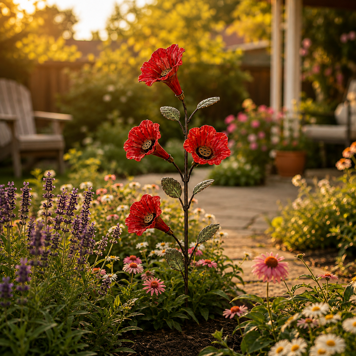 BloomCrest – Vintage Red Flower Hummingbird Feeder