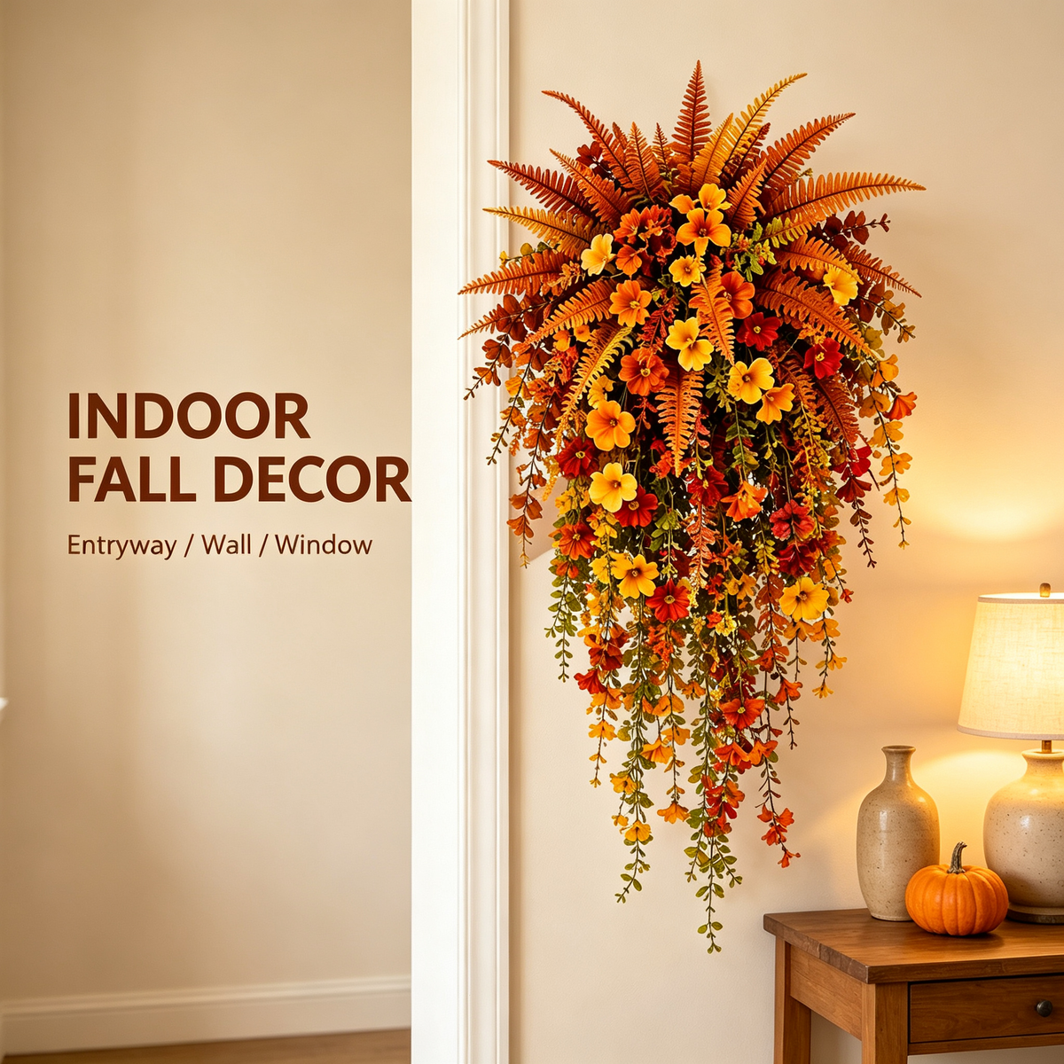 AutumnMuse – Lifelike Seasonal Hanging Flower Arrangement