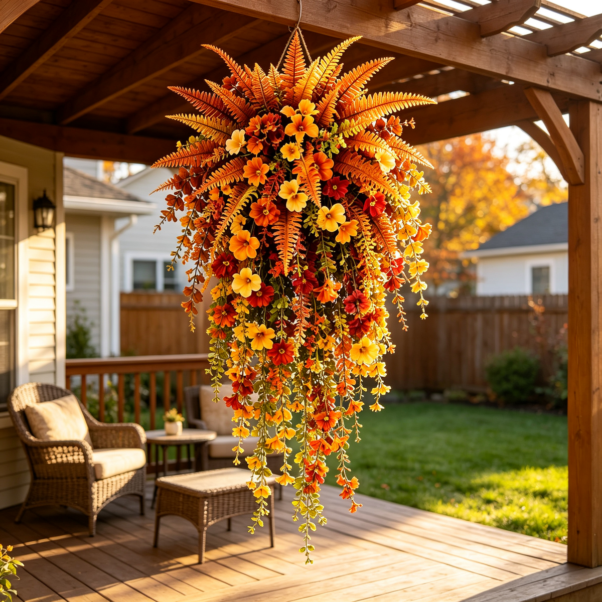 AutumnMuse – Lifelike Seasonal Hanging Flower Arrangement