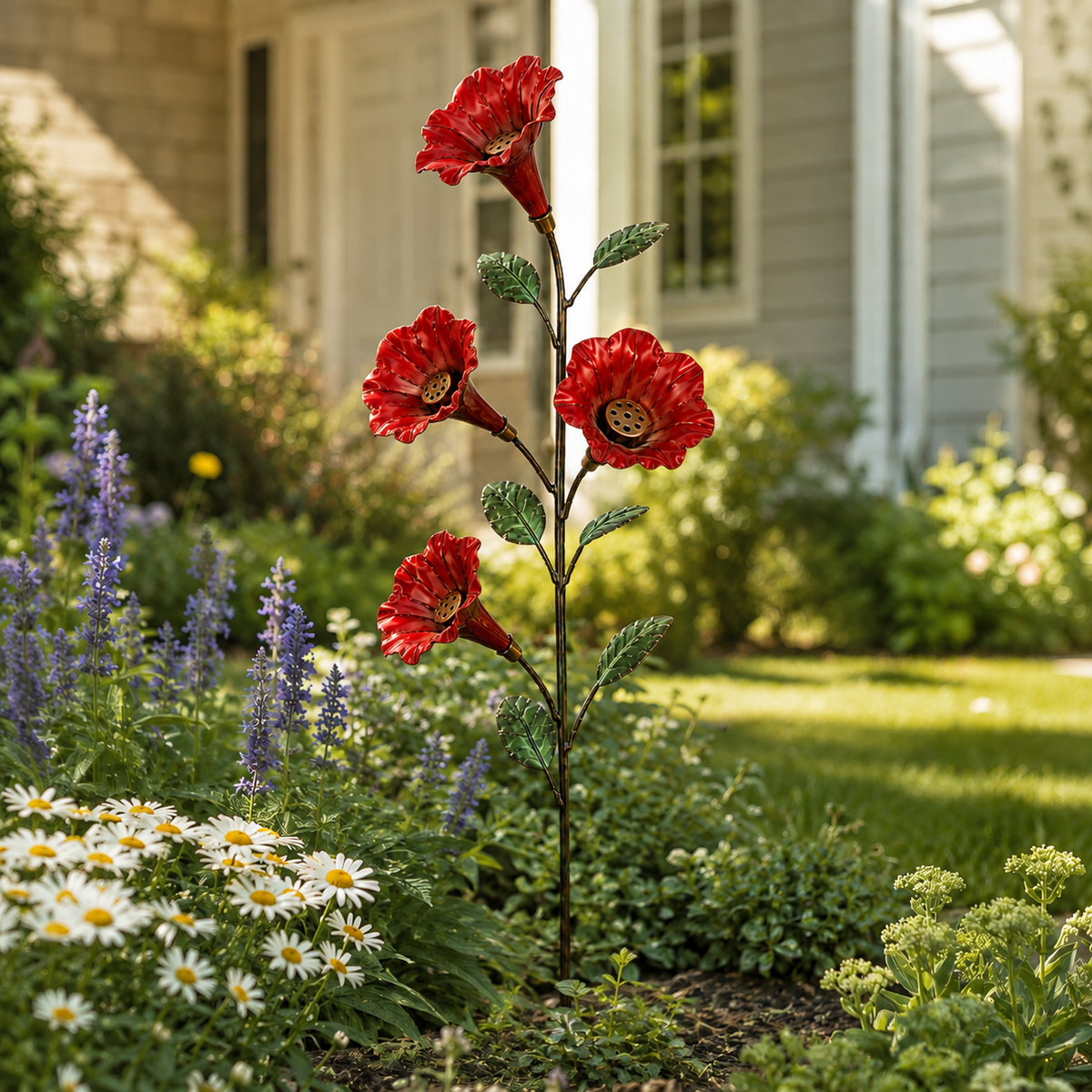 BloomCrest – Vintage Red Flower Hummingbird Feeder