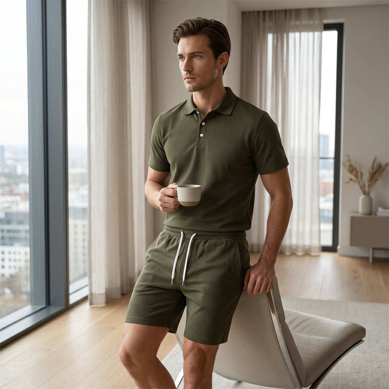 CoastalEase – Men’s Polo & Shorts Summer Outfit