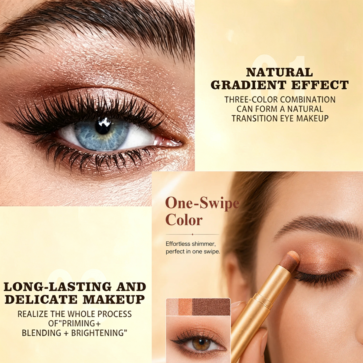 GlowMuse – 3-In-1 Waterproof Shimmer Eyeshadow Stick
