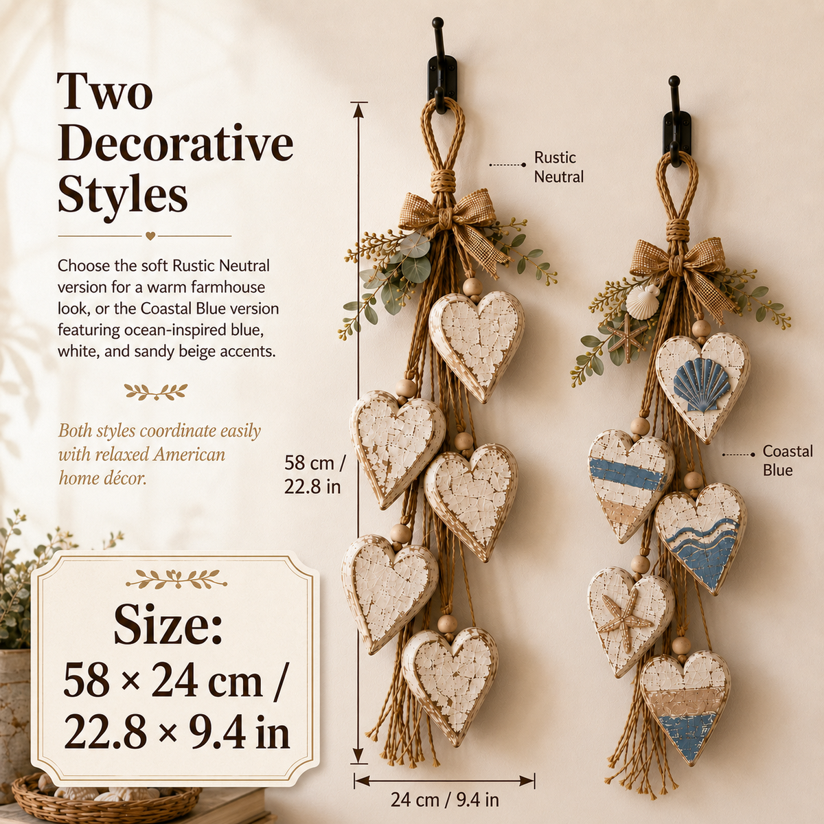 HeartHaven – Rustic Hanging Heart Wall Decor