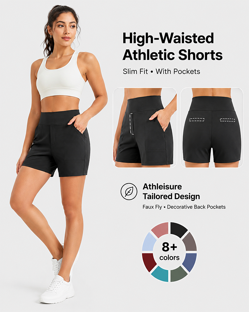 FlexEllea – High-Waisted Athletic Bermuda Shorts