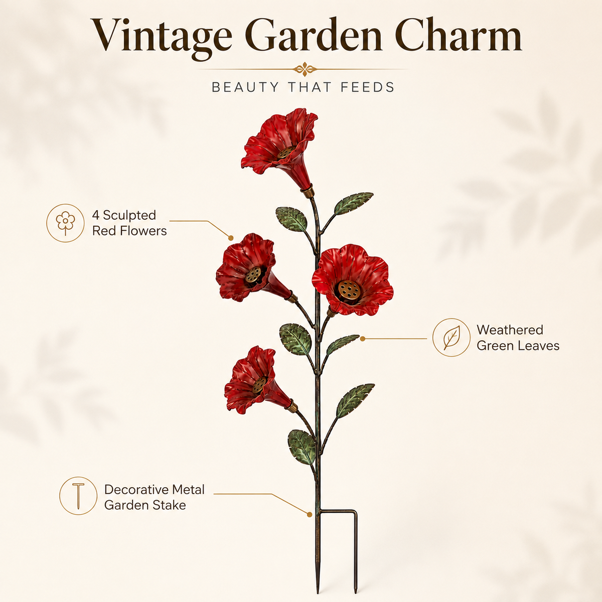 BloomCrest – Vintage Red Flower Hummingbird Feeder