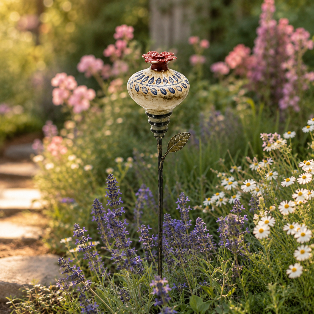 HummingbirdHaven – Retro Floral Garden Feeder