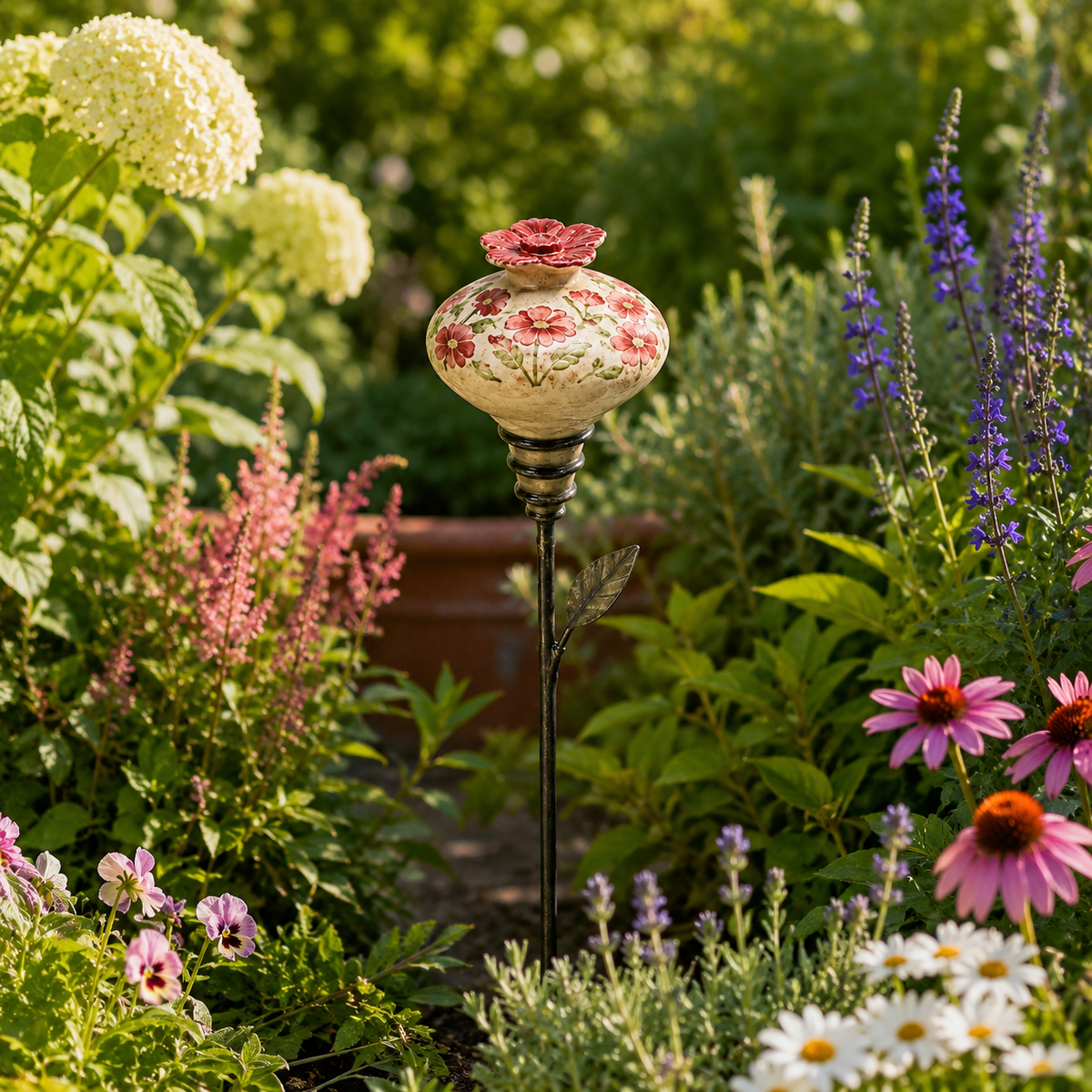 HummingbirdHaven – Retro Floral Garden Feeder