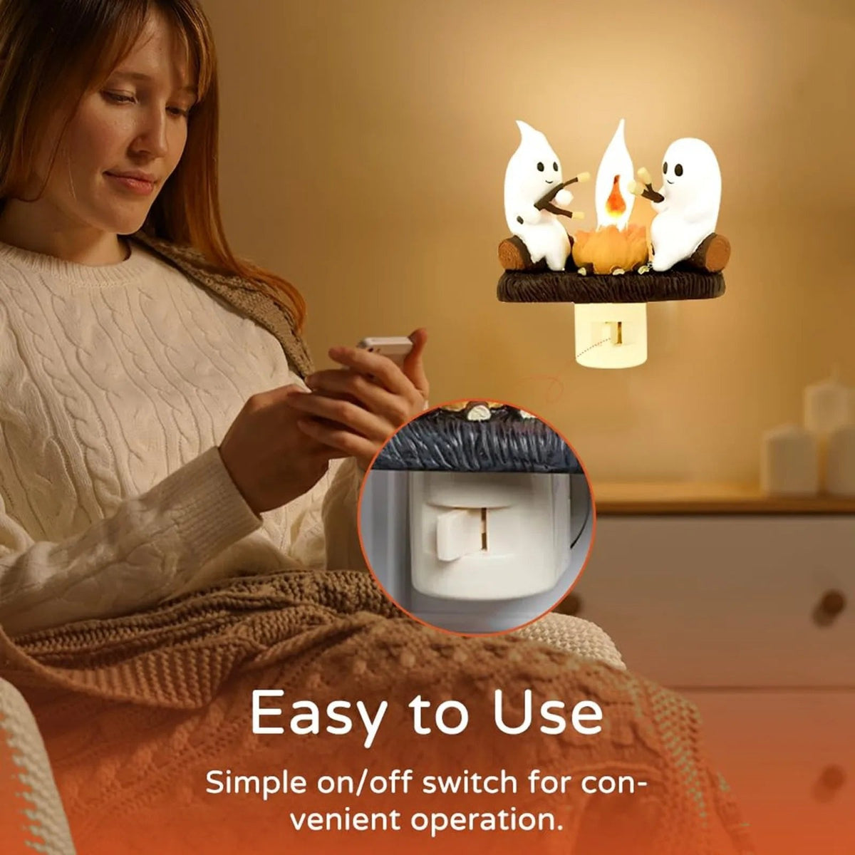 GhostHearth – Warm Campfire Ghost Nightlight