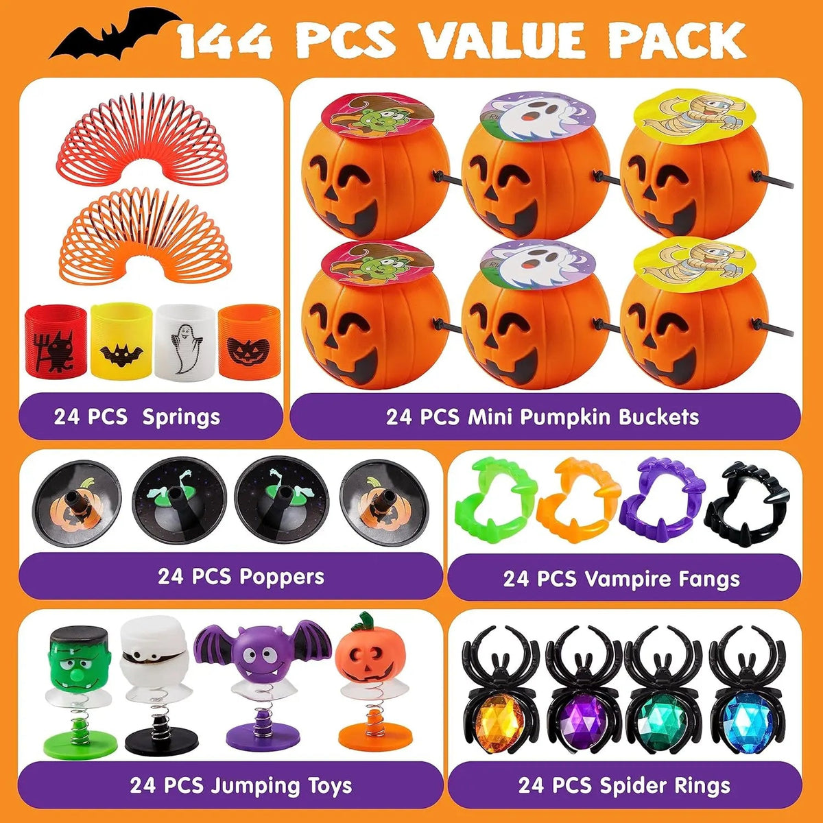 SpookJoy – 144-Piece Halloween Toy & Gift Set