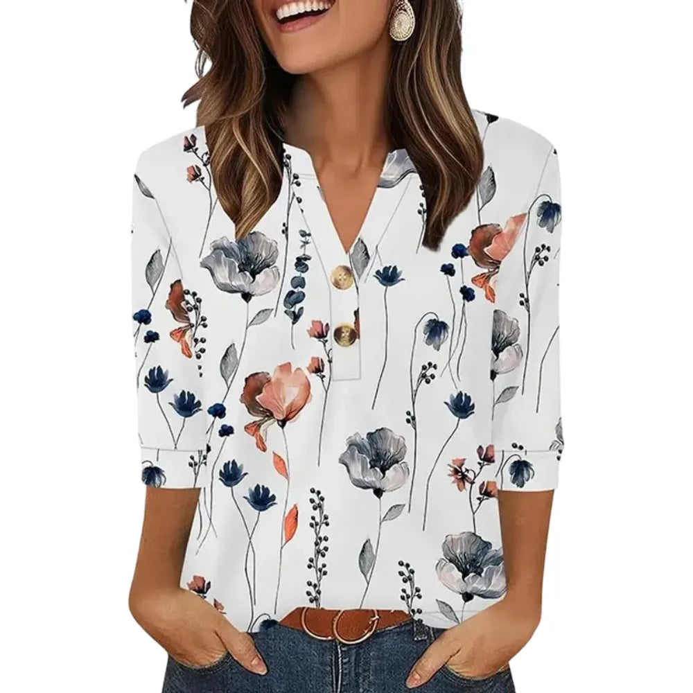 SiennaStyle – Flowy Henley Blouse