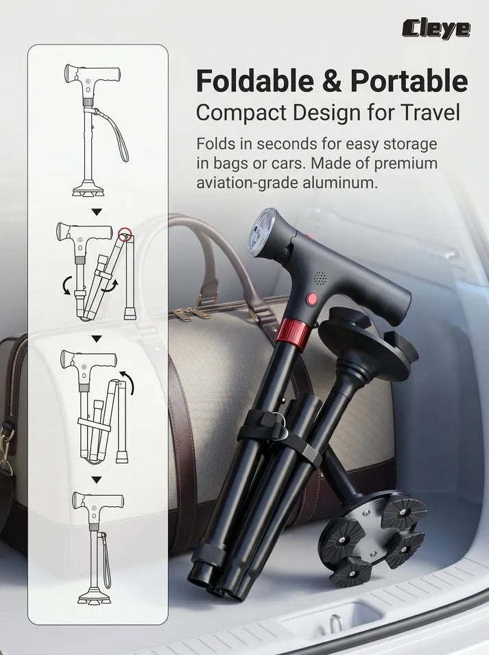 SafeStride – Smart Foldable Senior Walking Cane