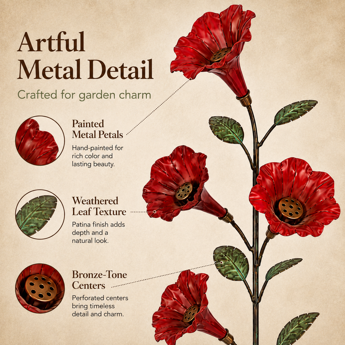BloomCrest – Vintage Red Flower Hummingbird Feeder