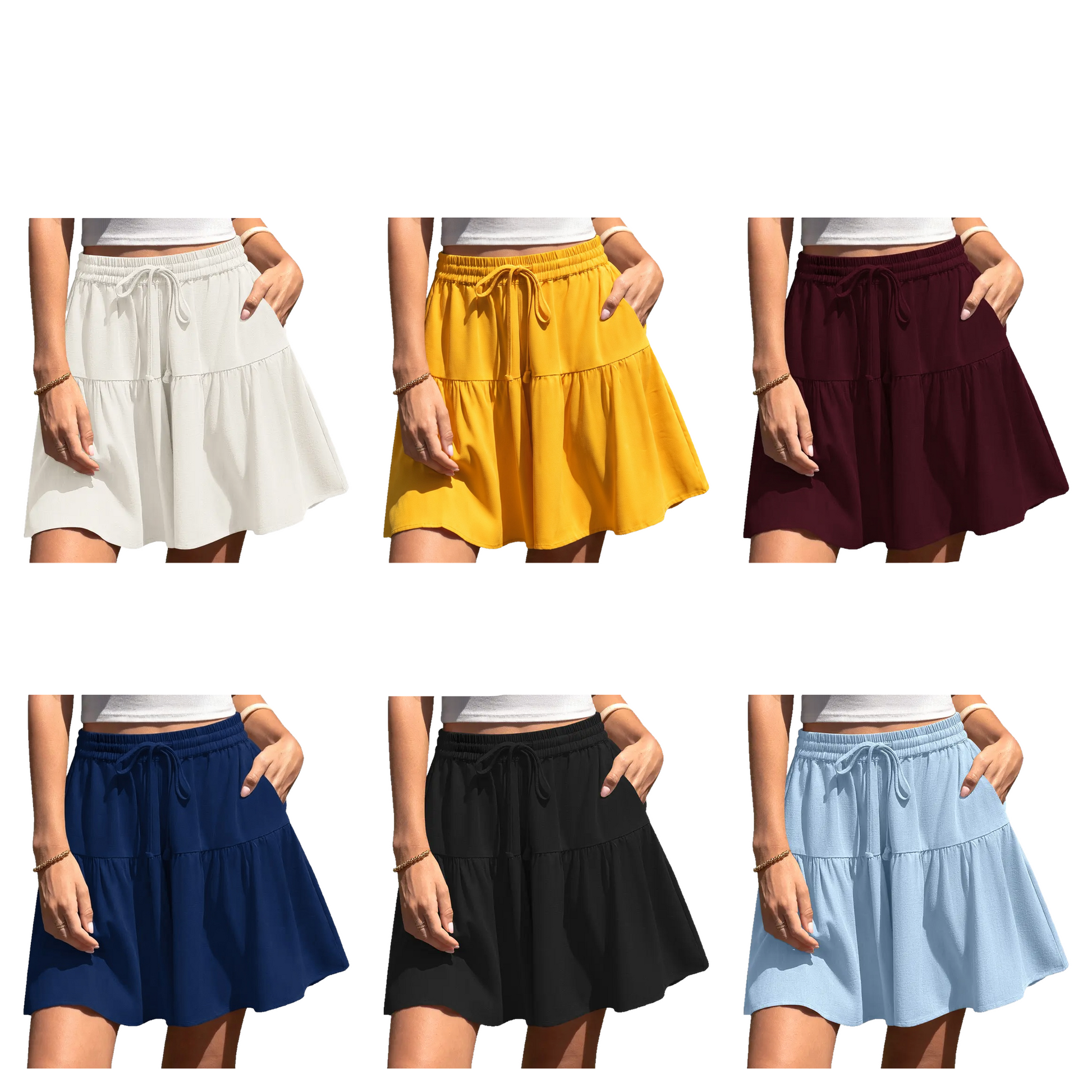 Womens Linen Blend Wide Leg Flowy Culotte Shorts Drawstring Loose Fit Summer Casual Lightweight Comfy Vacation Wear