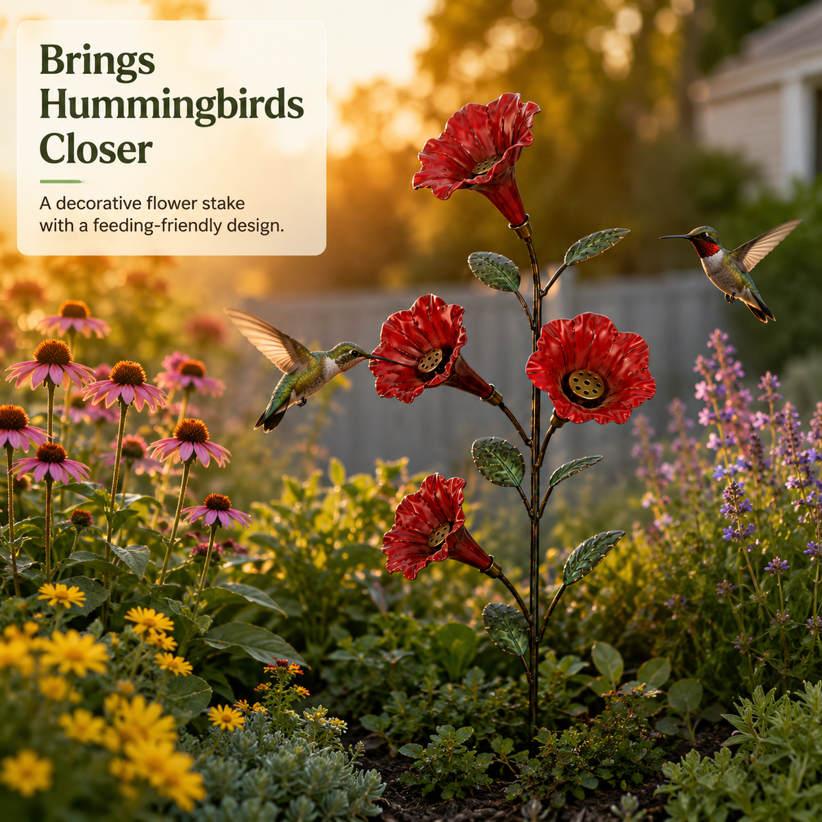 BloomCrest – Vintage Red Flower Hummingbird Feeder