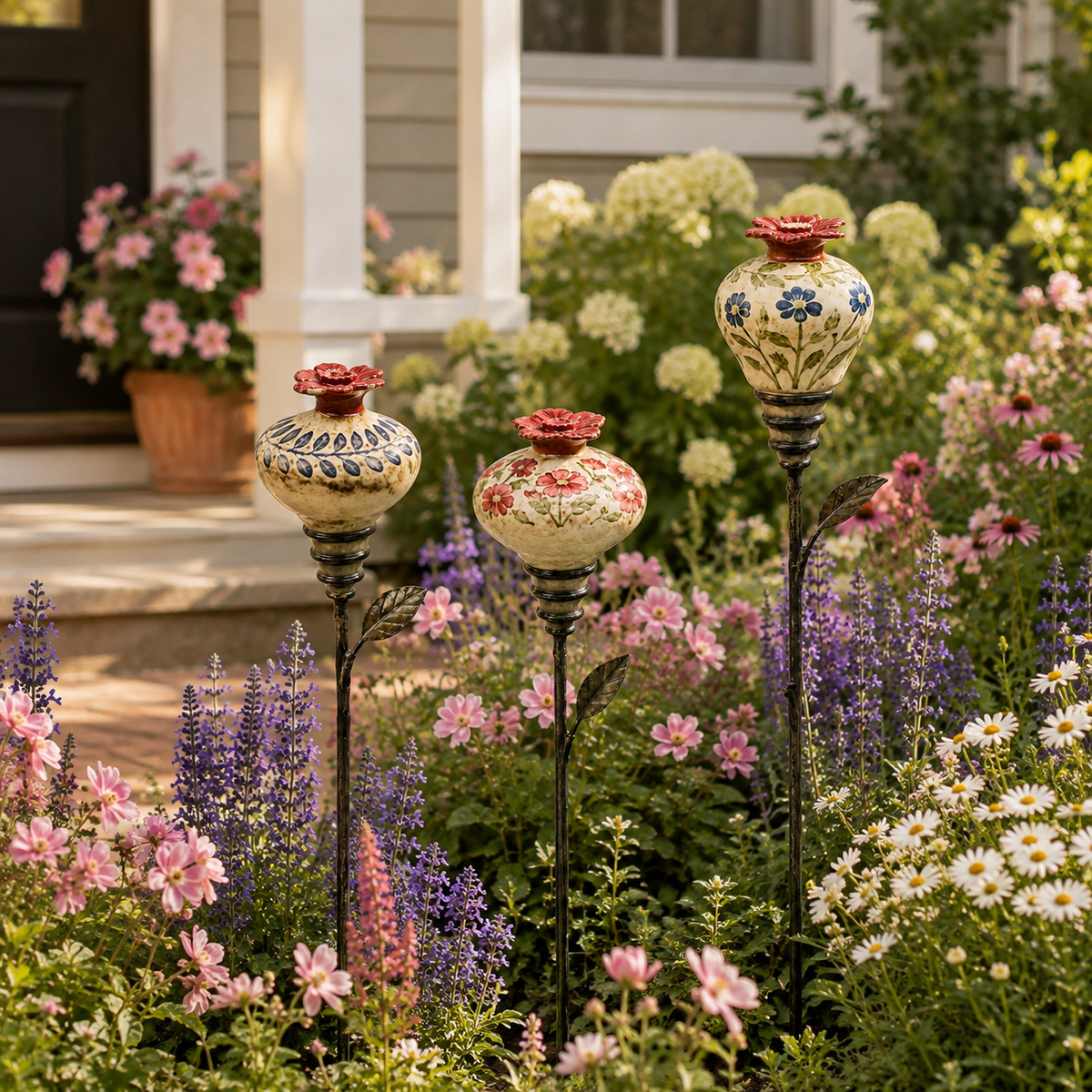 HummingbirdHaven – Retro Floral Garden Feeder