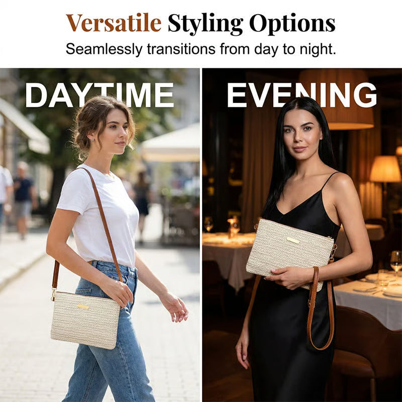SoléaMuse – Woven Straw Shoulder Clutch Bag