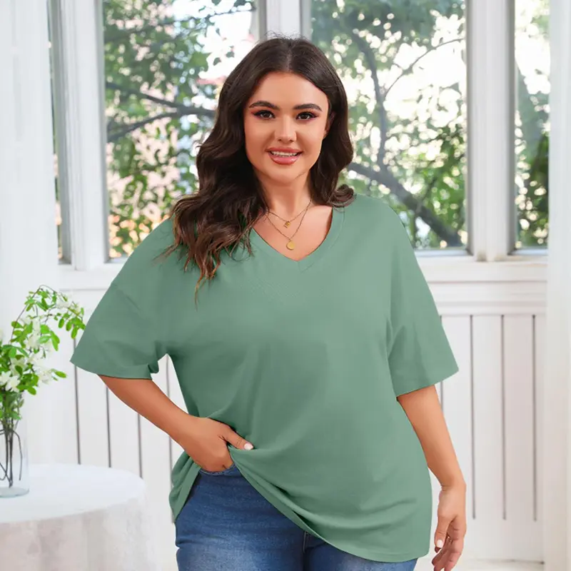 LunaEase – Women’s Plus Size V-Neck Tunic Tee