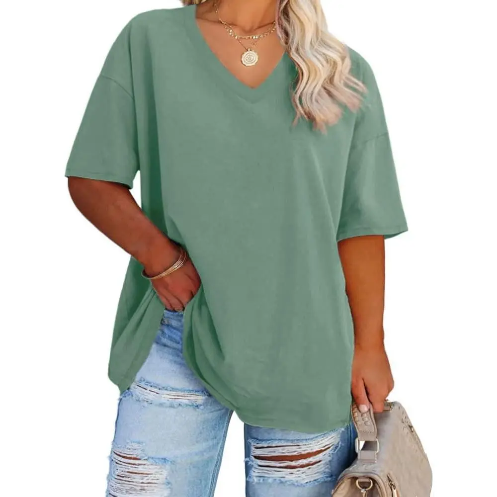 LunaEase – Women’s Plus Size V-Neck Tunic Tee